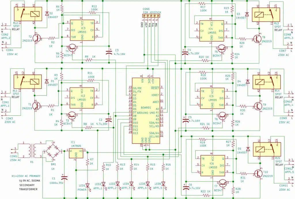 Arduino Joystick based Appliance Control Circuit