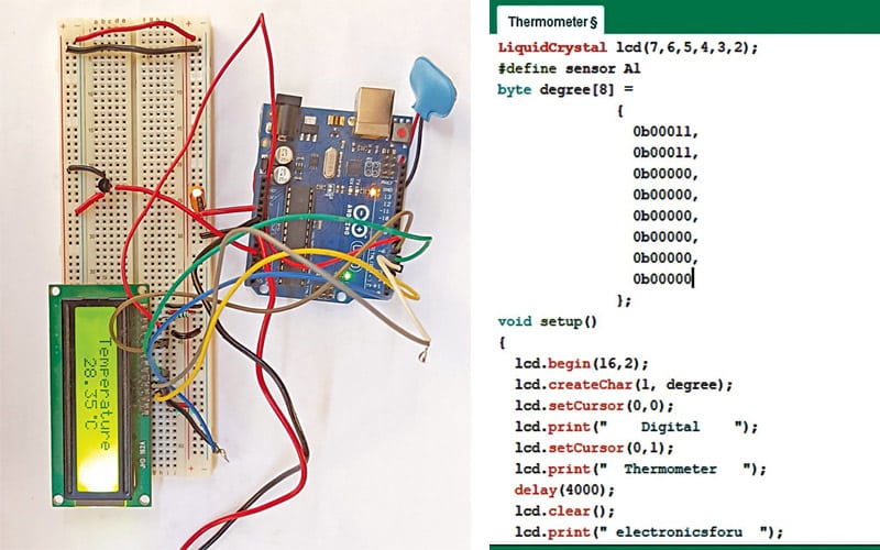 Arduino-based Digital Thermometer | Circuit and Code