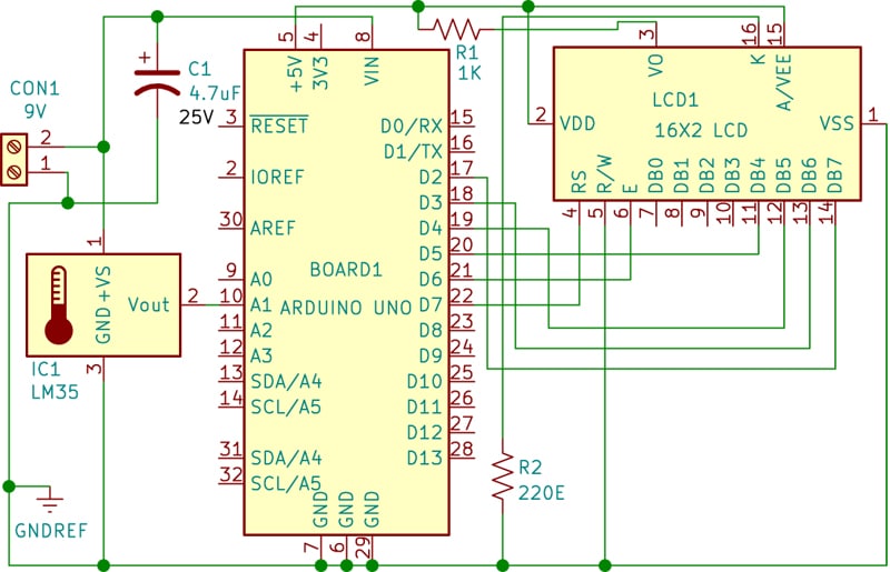 Arduino-based Digital Thermometer Circuit