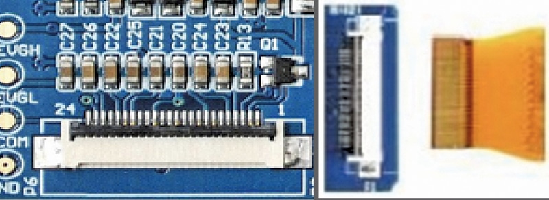 FPC connector and connection with display
