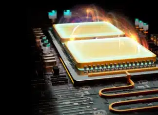 Artistic image of a high-coherence transmon qubit on a quantum processor.