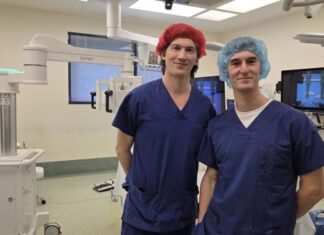 St Vincent's surgeon Mr Ed Morrison with patient Jordan