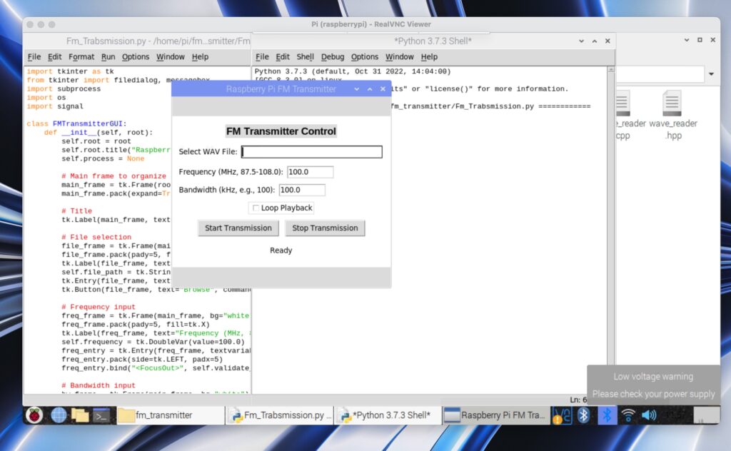 Raspberry PI FM Transmitter GUI Design