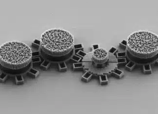 Scientists Build Motor Gears Smaller Than Human Hair tiny gears viewed from electron microscope