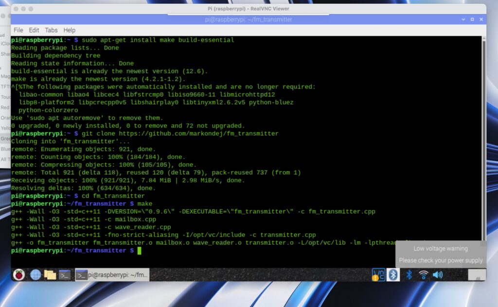 Installation FM transmitter on Raspberry Pi
