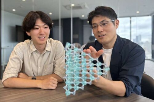 Assistant Professor Shigehisa Shibayama (right) and first author Shota Torimoto (left), along with the rest of the team, have developed a resonant tunneling diode using only non-toxic Group IV semiconductor materials that operates at room temperature. Credit: Shigehisa Shibayama (Nagoya University) and Shota Torimoto (Nagoya University)