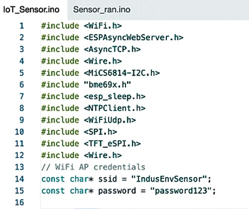 Code for configuring Wi-Fi SSID and password