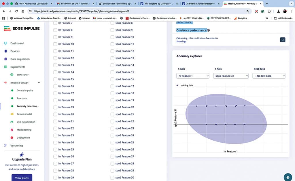 Edge Impulse training ML model