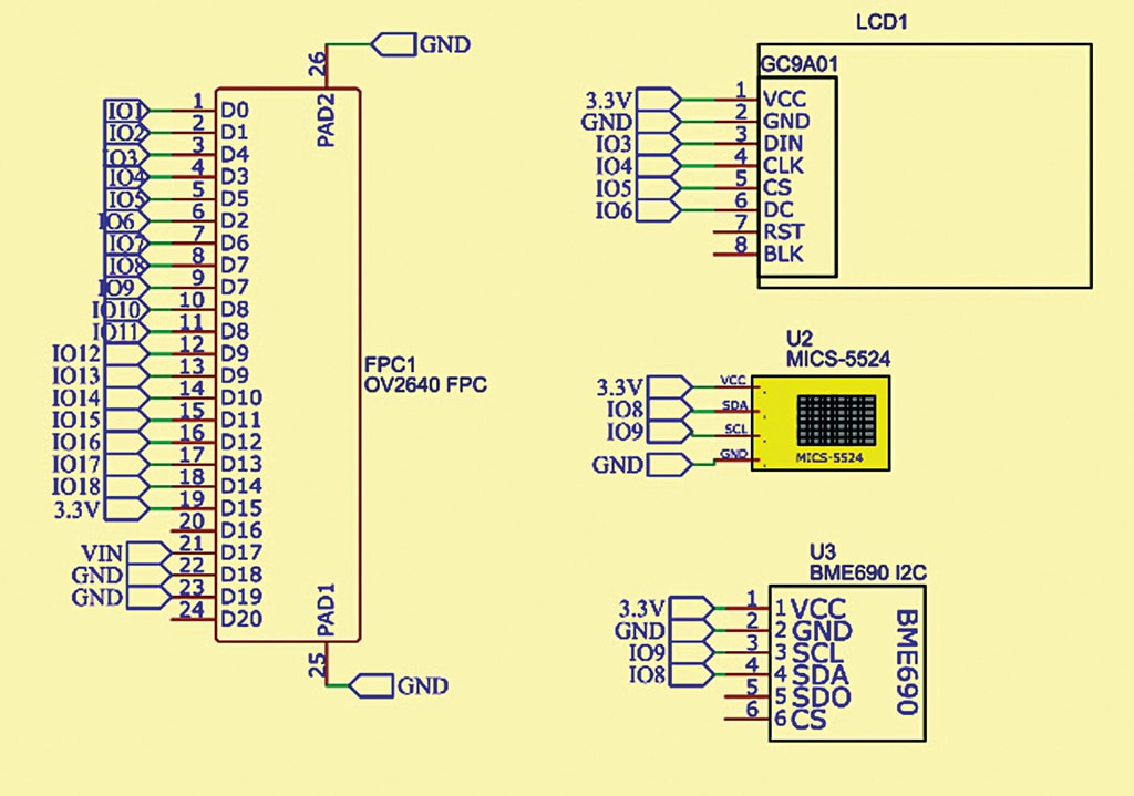FPC gas and environmental sensor module circuit diagram