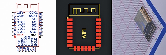 ESP12F chip footprint and pinout