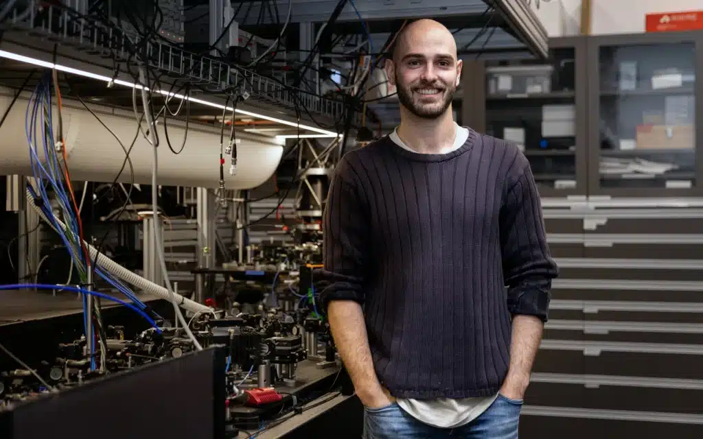 Dr. Christophe Valahu in the Quantum Control Laboratory at the University of Sydney Nano Institute