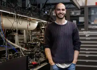 Dr. Christophe Valahu in the Quantum Control Laboratory at the University of Sydney Nano Institute