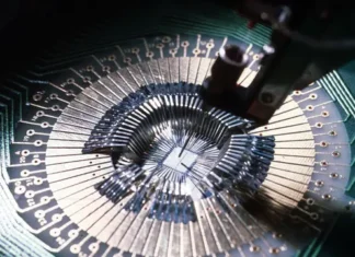 Representative image of a microchip being manufactured.