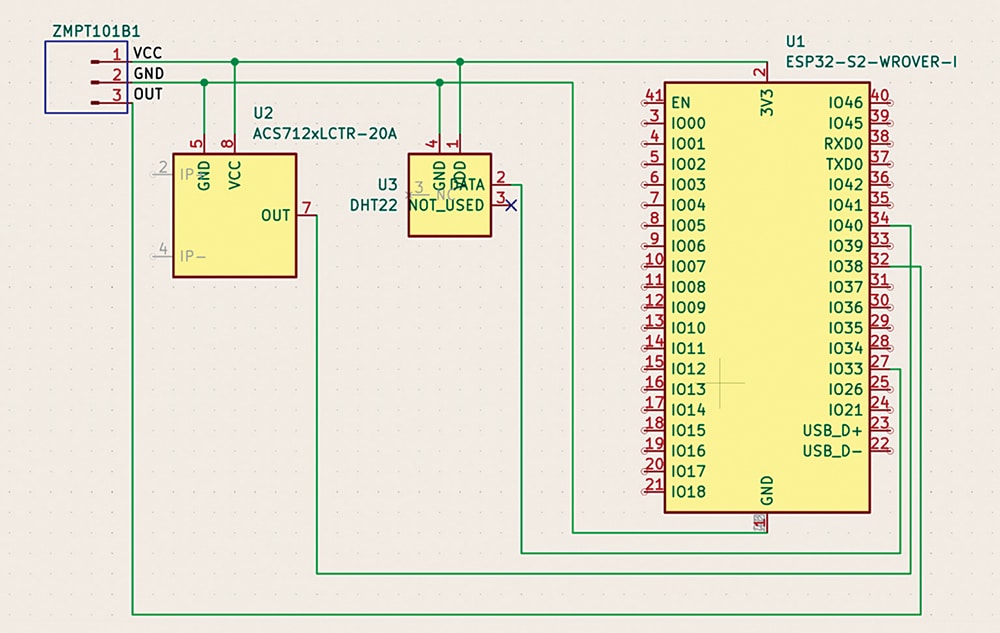 ESP32 energy monitor circuit diagram