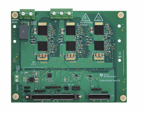 TIDA-010255 - 230VAC, 2kW three-phase GaN inverter reference design for robotics and servo drives (top design image)