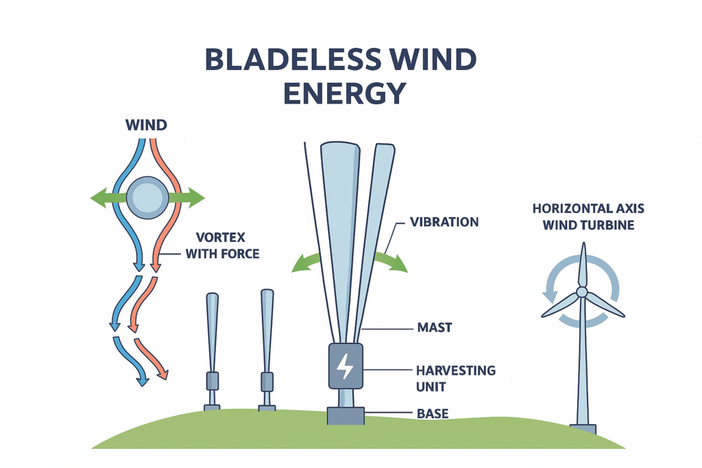 Bladeless wind energy system