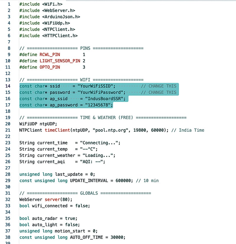 Code for Human Detection And Weather Monitoring