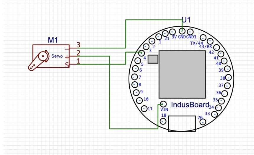Indusboard and servo motor connection