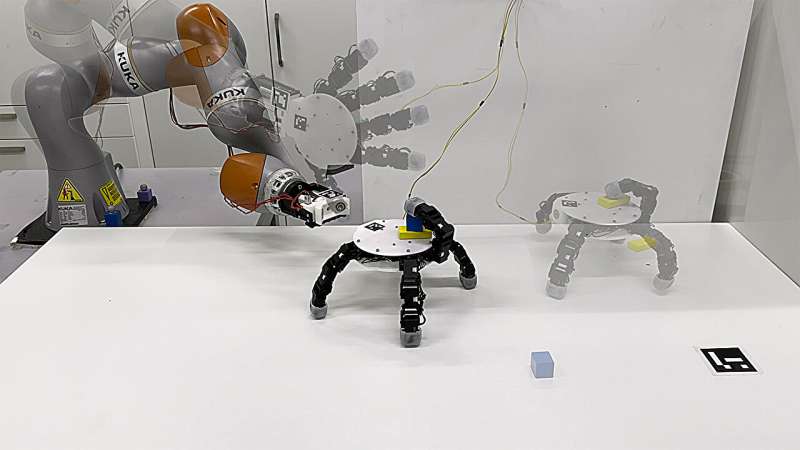 Electronics-Driven Robotic Hand Crawls, Grabs