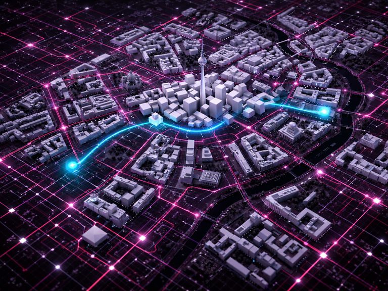 Illustration: Teleportation via fibre optics in Berlin © Deutsche Telekom, AI-generated
