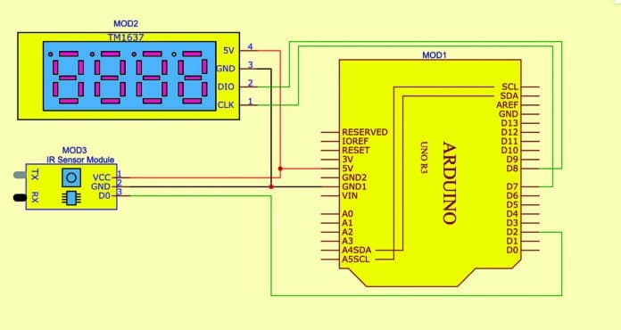 Tachometer with LED display using Arduino
