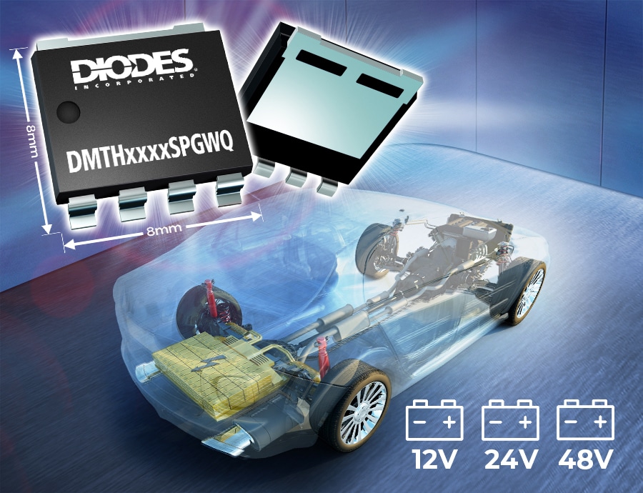 Industry-Leading 100V PowerDI 8080-5 Packaged MOSFET from Diodes Incorporated Provides Low RDS(ON) to Deliver High-Efficiency Designs in 48V Automotive Systems