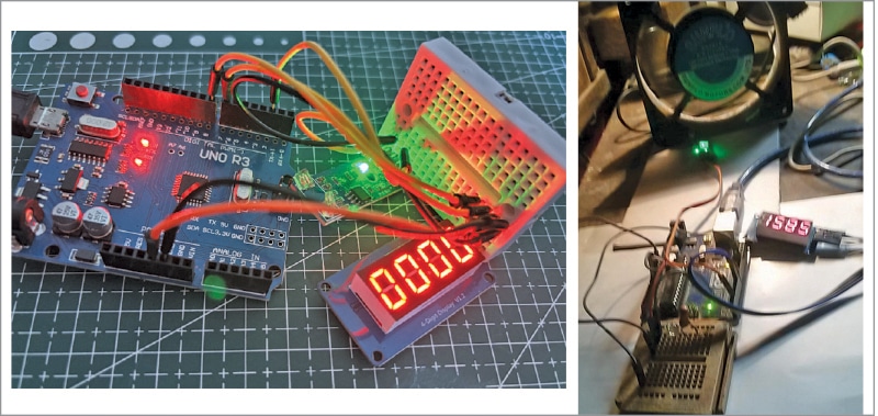 EFY Lab prototype left and the authors prototype on fan rotation right