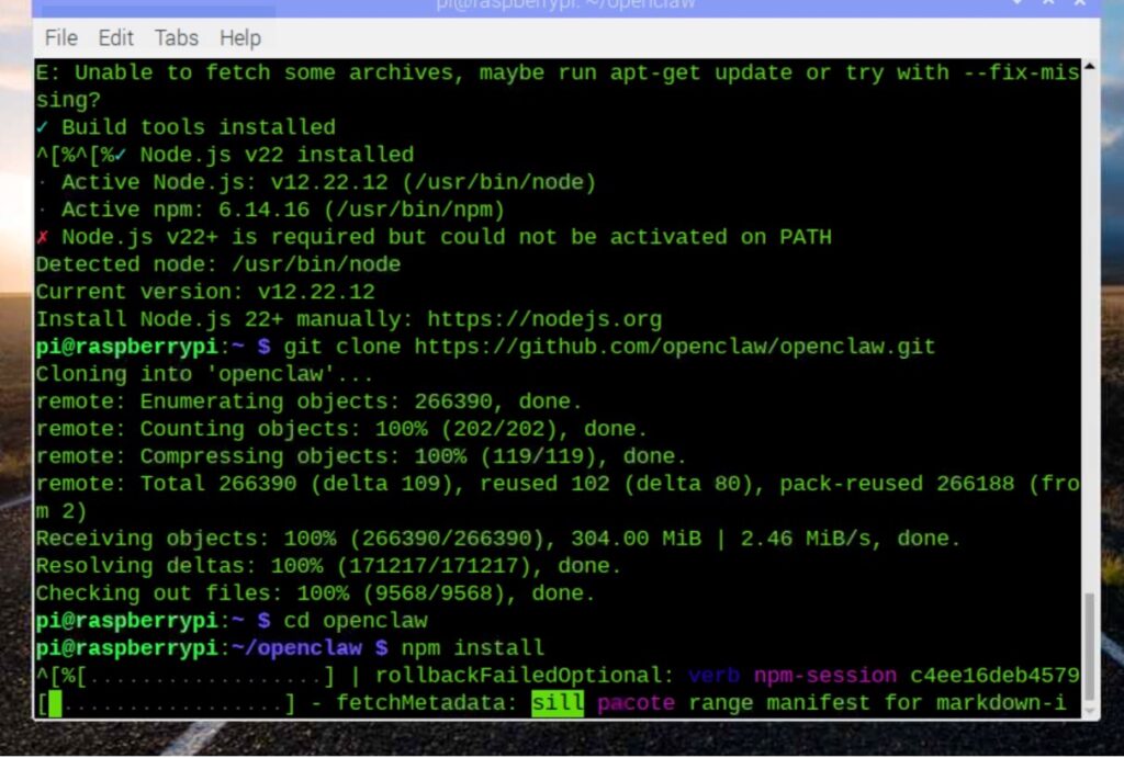 Cloning the claw from git 
