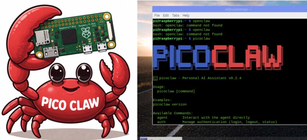 PicoClaw AI agent running on Raspberry Pi Zero
