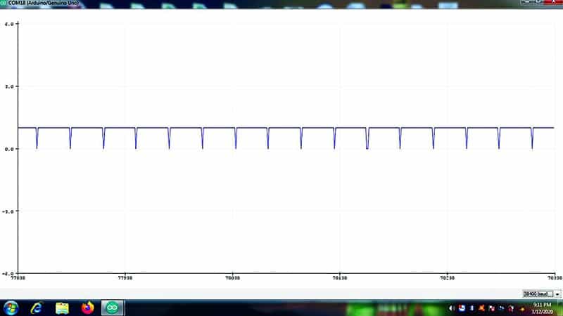 Sensor pulse reading on the Arduino plotter