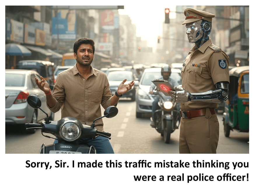Sorry, Sir. I made this traffic mistake thinking youwere a real police officer!