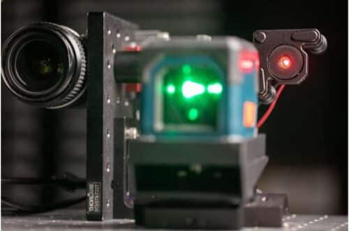 Example of a functional dual-laser prototype using 3D printed materials and off-the-shelf components, highlighting the compact low-cost paradigm exhibited by the Scheimpflug optical ranging technology for wide-domain application. Credit: Sean McNeil, GTRI