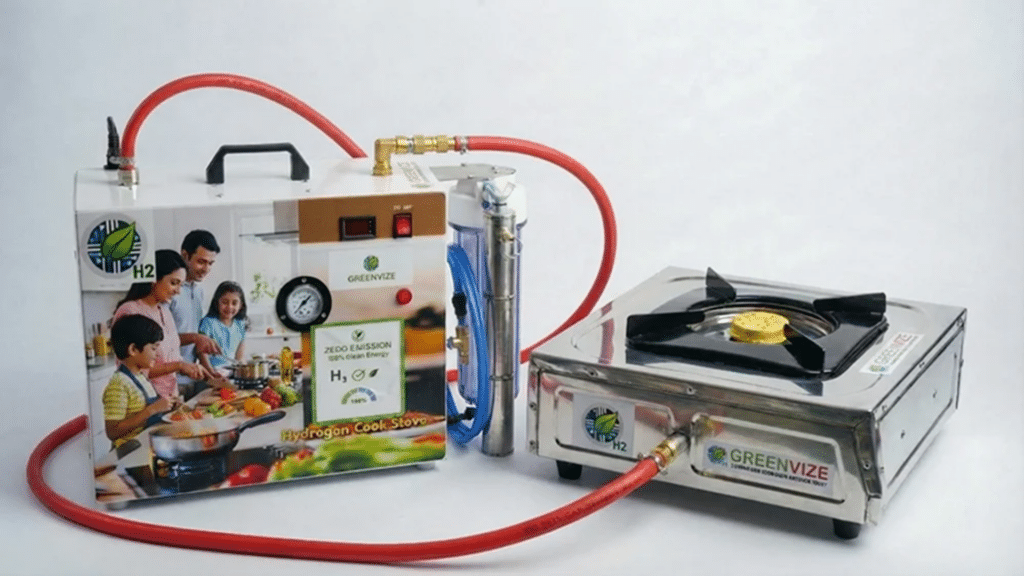 The Greenvize hydrogen cooking stove.