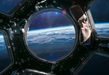 Earth planet view from ISS porthole