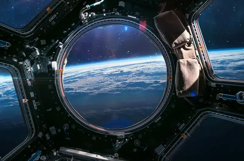 Earth planet view from ISS porthole