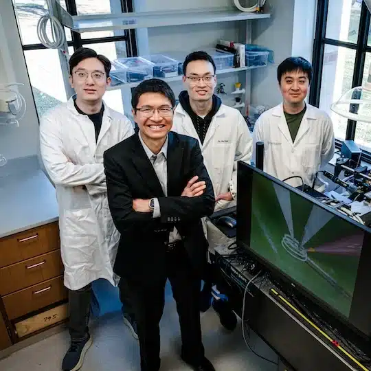 Professor Yong Lin Kong (front row) with co-authors Xin Yang, Jian Teng and Yu Liu (back row, from left to right).