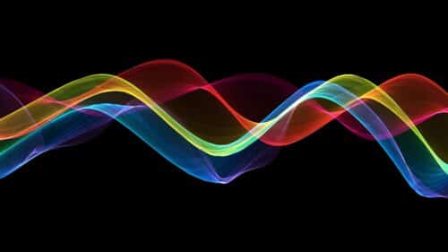 Wave swirl circle black background. Representative image.