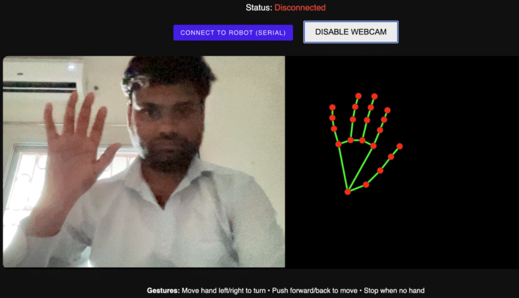Fig 6. AI MediaPipe hand gesture code
