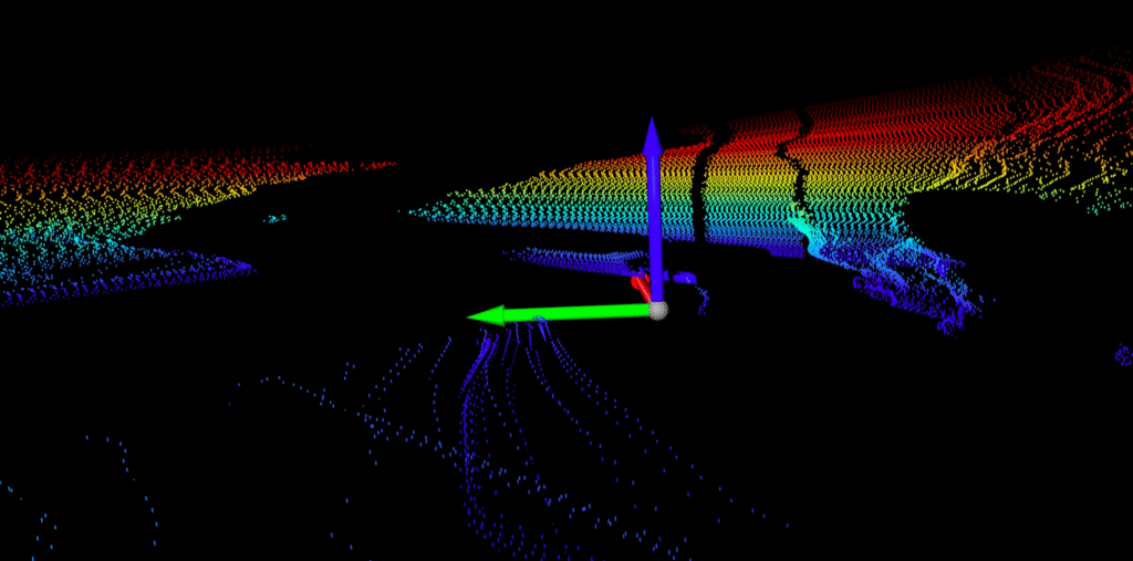 Real-time view of the scanned data from the mapping code using Open3D