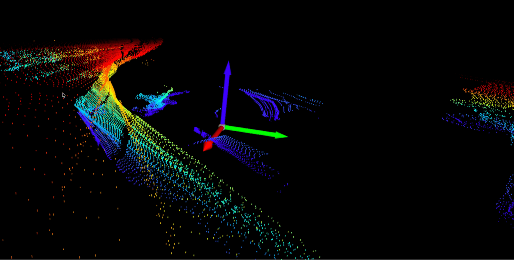 Python displays a real-time 3D view of the lidar map generated from the code