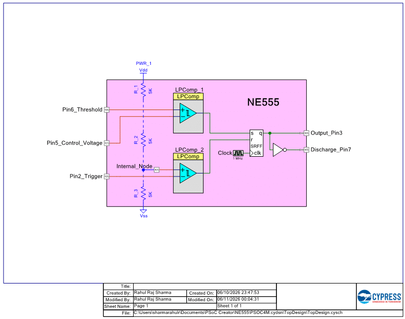 Final implementation of NE555 timer in PSOC 4