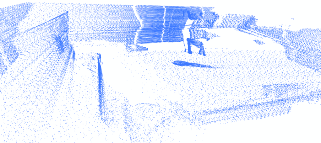 Lidar map viewer displaying a point cloud map that has been scanned from a 3D lidar image.