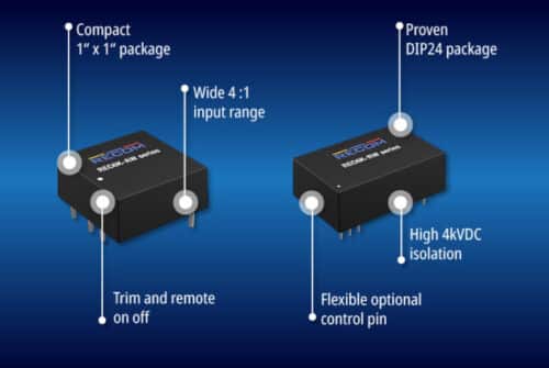 RECOM REC6-AW and REC6-RW DC/DC converters with 4:1 input range