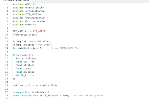 Code snippet adding the library in code