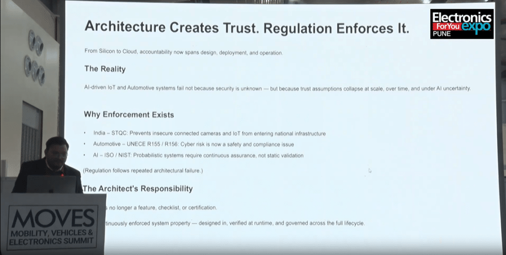 Nikesh presenting Embedded security as no longer a feature but a necessity