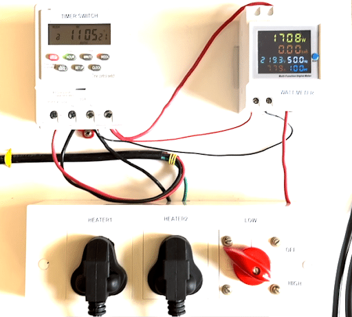 Shows heater load power consumption in HIGH power setting (H1 and H2 in parallel)
