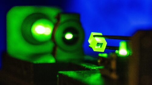 A rare earth garnet used by Sandia National Laboratories researchers to measure intense magnetic fields, such as those needed for fusion research and high-energy physics experiments.