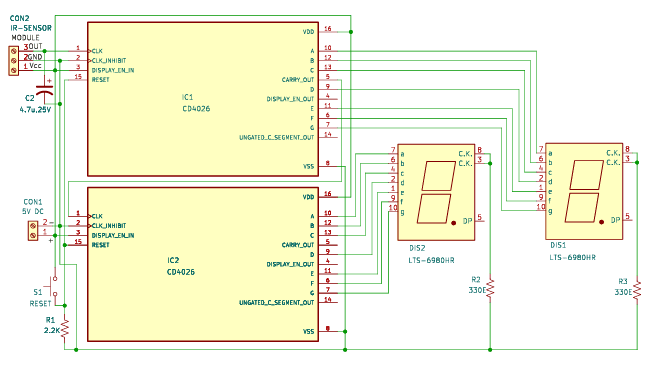 Circuit diagram of the employee counter