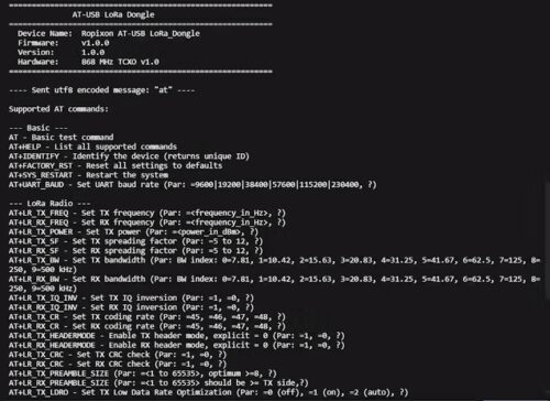 AT commands configure & control the radio