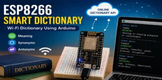 Turn ESP8266 into Smart Dictionary That Finds Meanings, Synonyms, and Antonyms in Real Time Smart dictionary project representation image